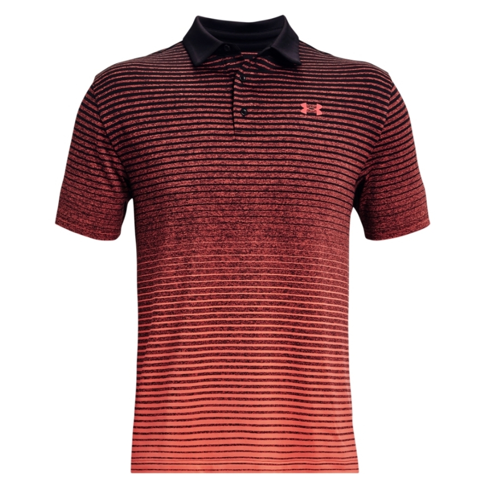 Under Armour Playoff Polo Men’s Small Striped Orange Black Golf Shirt